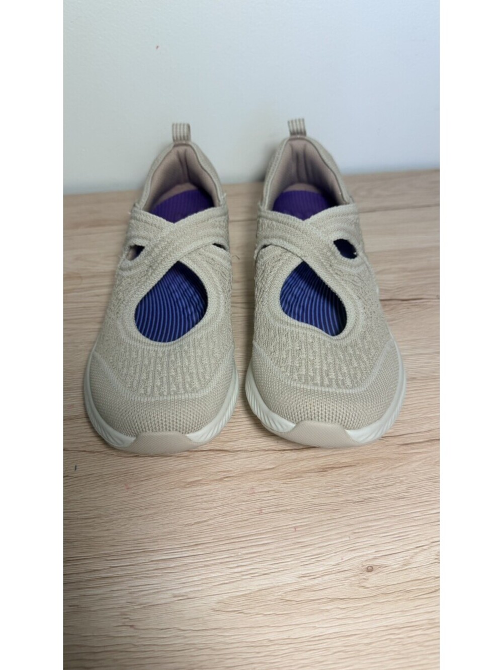 Skechers Vapor Foam Move Vegan Washable Knit Mary Janes Tan 7